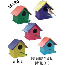 Ncy Home Ahşap Kuş Yuvası Dış Mekan Suya Dayanıklı 5 Adet