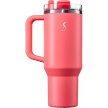 Lurch - “big Cup” 1.2 L Mercan Pembe, paslanmaz çelik termos - Uzatılabilir pipetli, çift cidarlı, sızdırmaz - 240876