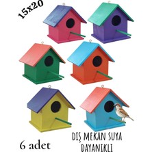 Ncy Home Ahşap Kuş Yuvası Dış Mekan Suya Dayanıklı 6 Adet