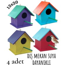Ncy Home Ahşap Kuş Yuvası Dış Mekan Suya Dayanıklı 4 Adet