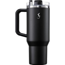 Lurch - “big Cup” 1.2 L Mat Siyah, paslanmaz çelik termos - Uzatılabilir pipetli, çift cidarlı, sızdırmaz - 240978