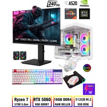 Zeiron Damage X40 Ryzen 7 5700 16GB Ram 512GB M.2 Nvme SSD RTX5060 8GB 24" 240Hz Oyuncu Masaüstü Bilgisayar