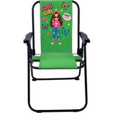 Exent 2-6 Yaş Lüx Çocuk Piknik Sandalyesi-Mini Kamp Sandalyesi-Cool Girl-Yeşil