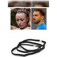 İnderin 6 Adet Unisex Sporcu Saç Bandı Ince Yoga Bant Sporcu Bandı Siyah Lastik Saç Bandı