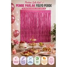 Open City Pembe Folyo Parti Perdesi 100X200 cm Doğum Günü Baby Shower Arka Fon Süs Dekoru
