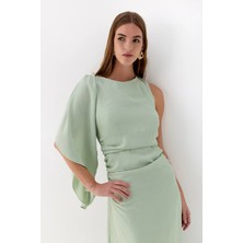 Lencie Şal Detaylı Elbise Mint