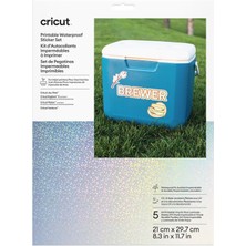 Cricut 2011890 Yazdırılabilir Suya Dayanıklı Transparan Holografik Çıkartma Seti - A4 - 5 Sayfa