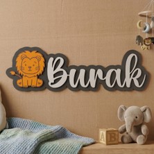 Hippodeco Aslan Temalı Kişiselleştirilebilir Mdf Isimlik - Çocuk Odası Duvar Dekorasyonu