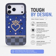 PLM Vissel iPhone 17 Pro Uyumlu Taşlı Kalp Detaylı Kılıf – Parlak Taşlı, Darbe Emici Koruma, Şık & Trend Telefon Kılıfı, Mavi