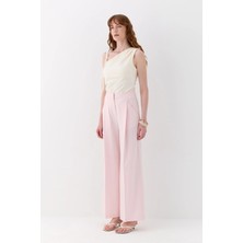 Jusenmia Ön Cepli Palazzo Pantolon Pembe