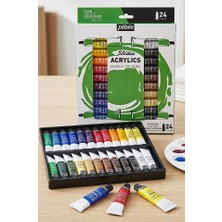 ArtMaster Akrilik Boya 24 Renk 12 ml 1 Paket Pepeo Akrilik Boya Seti 24 Lü Ahşap Tuval Taş Ağaç Boyamalar Için Idea Boyama Seti