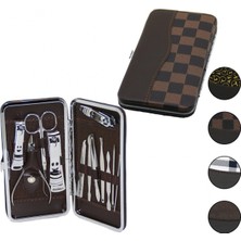 MiraLive 12 Pcs - Gümüş Manikür - Pedikür Seti Renkli Desenli - Cüzdan Modeli Çantalı (K95)