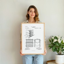 Pegziz Arı Kovanı Patent Çizimi Tablosu Arıcılık Duvar Dekor Tablo