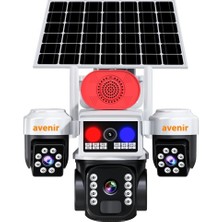 Avenir AV-S264W Beyaz 3 Kameralı 6mp Güneş Panelli Solar Wifi Ptz Kamera