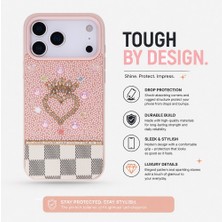 PLM Vissel iPhone 17 Pro Max Uyumlu Taşlı Kalp Detaylı Kılıf – Parlak Taşlı, Darbe Emici Koruma, Şık & Trend Telefon Kılıfı, Pembe
