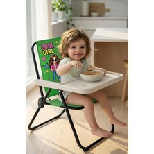Exent Kids 2–6 Yaş, Katlanır Portatif Mama Sandalyesi, Tak-Çıkar Masa Ile-Cool Girl-Yeşil