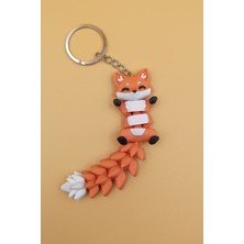 Rodopiva Uzun Kuyruk Serisi Tilki Figürlü Hareketli Anahtarlık (Büyük BOY-12CM) - Çanta Süsü Charm