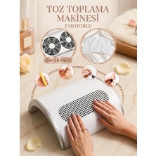 Fujika Tırnak Toz Toplama Cihazı Güçlü 2 Motorlu (2 Fanlı) Yedek Toz Torbası ile Birlikte