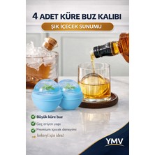 4 Paket Buz Topu Üreticisi, Viski Buz Kalıbı, Silikon Buz Küpü Tepsisi, Viski ve Kokteyller Için Küre Buz Kalıbı