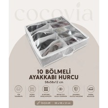 10 Bölmeli Şeffaf Kapaklı Ayakkabı Saklama Çantası Ayakkabı Hurcu