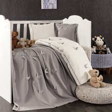 Minelya Home 5 Parça Gri Pamuk 3D Kelebek Desenli Bebek Nevresim Takımı 100 x 150 cm