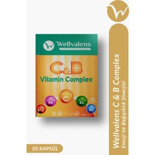 Wellvalens C & B Vitamin Kompleksi - 100 mg C Vitamini, Biotin ve B12 İçeren 30 Kapsül