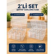 ( 2'Li Piknik Seti ) Pratik 6 Bölmeli Çay Bardağı Ve Su Bardağı Taşıma/Saklama Kutusu Piknik Seti