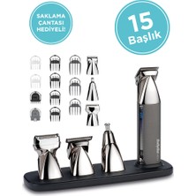 BaByliss Super X Metal 15 Başlık Japon Çelik Bıçak Islak Kullanım Kablosuz Yüz Vücut Tıraş Bakım Seti MT996E