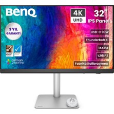 BenQ PD3226G 31,5'' IPS 4K UHD 1 ms 144 Hz Thunderbolt4 USB AmdFreeSync Calman ve Pantone onaylı  Video Editing ve Tasarım Monitörü