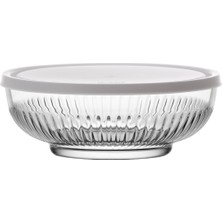 Lav Tokyo Cam Saklama Kabı Tekli Orta Boy 880 ml Yuvarlak Beyaz Plastik Kapaklı (Sunum Kasesi)