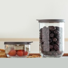 Lav Duo Cam Saklama Kabı 2'li Büyük Boy 1000 ml Gri Plastik Kapaklı