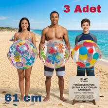 Direkstoktan 🌟 3'lü Şeffaf Desenli Plaj ve Deniz Topu Seti (61 Cm) - Yazın Eğlencesi! 🌟61 cm Designer Beach Ball Bestway 31001