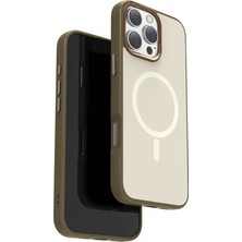 Fuchsia Urr iPhone 16 Pro Max ile Uyumlu Matte Pure Glass Magsafe Kapak - Gold