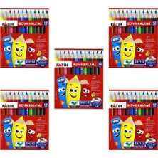 Fatih 12 Renk Yarım Boy Kuru Boya Kalemi 5'li Çocuklar İçin Ergonomik ve Zehirsiz