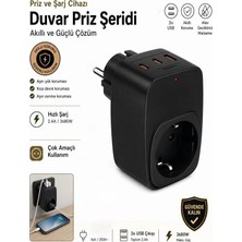 Deanb 3680W 2.4A 2xusb 1xtype-C 1xsoket Alman Akım Korumalı Saf Bakır Çoklu Kablosuz Duvar Prizi 1050J