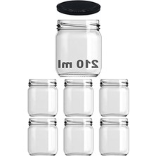 Esranın Dünyası Afracam 10-1000 ml Farklı Boyutlarda Kavanoz (10-1000 Arası) cc Konserve Metal Kapaklı Cam Kavanoz 6 Adet (Şeffaf, 210 Cc)