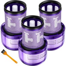 Esranın Dünyası 3 Adet Hepa Filtre 971517-01 Dyson V12 Detect Slim Cordless Kablosuz Süpürge Parçaları Aksesuarları, 1 Adet Fırça ile