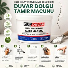 (1 Kg) Duvar Tamir Dolgusu  Macunu Zemin Alçı Sıva Giderici Derin Boşluk Doldurucu