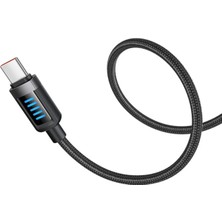 Mcdodo CA-0350 USB-C to USB-C 240W PD Dinamik LED’li Hızlı Şarj Kablosu 1.2m Siyah