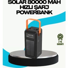 Nemere İthalat 80000 Mah Güneş Enerjili Powerbank 4 Kablolu Type C Lightning Micro USB Nemere Ithalat