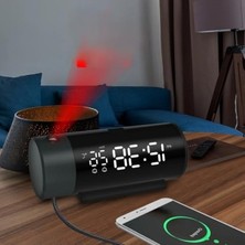 Esranın Dünyası Projeksiyonlu Silindir USB Güç LED Ekran Çalar Saat Sıcaklık Çift Alarm