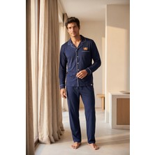 Erkek Teddy Desenli Kutulu Pijama Takımı Lacivert
