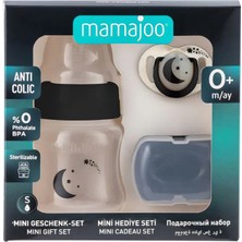 Mamajoo Yenidoğan Hediye Seti Black | Antikolik Biberon 150 ml ve Ortodontik Emzik & Saklama Kabı