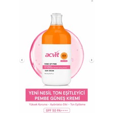 Acvit Pembe Ton Eşitleyici Güneş Kremi SPF 50+ PA++++ 100 ML | Aydınlatıcı ve Nemlendirici Tone Up Sunscreen