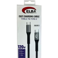 Elba Elb120-1 120w   Type-c To Type-c 1Mt Siyah Örgülü  Şarj Kablosu
