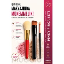 Organiflex Pinky 3'lü Premium Makyaj Fırça Seti Allık - Kontür - İnce Far Fırçası