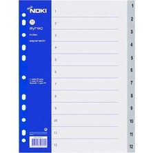 Noki 1-12 Rakamlı Seperatör Defter A4 Ölçüler Kaliteli PP Malzeme 12 Parça