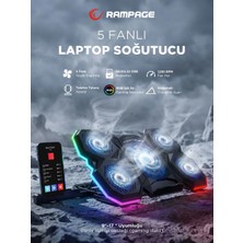 Rampage S47 Coolflow 5 Adet Kırmızı LED Fan 1 USB 7 Farklı Kademe Ayarı 10 17.3 Notebook Soğutucu Stand