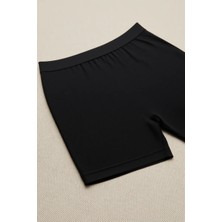 Forever More Dikişsiz Basic Kadın Boxer Siyah Normal Bel Düz Desenli Standart Paça