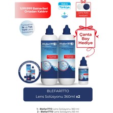 Blefaritto 360ml Lens Solüsyonu 2x360ml + 60 ml Çanta Boy Hediyeli